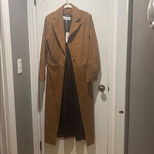 REFORMATION x VEDA Lexington suede leather maxi trench coat